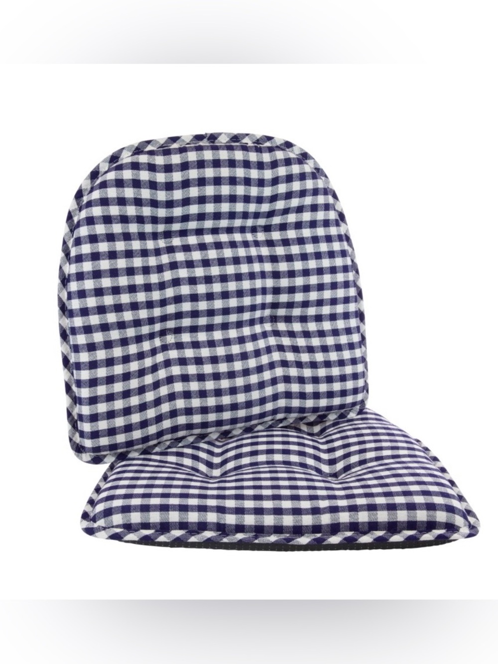 Gingham Chair Cushions Non-Slip 15x16” (2-Pack) NAVY BLUE